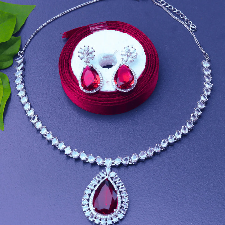 Simple AD Necklace With Red Pendant Style FS105R - freakysera