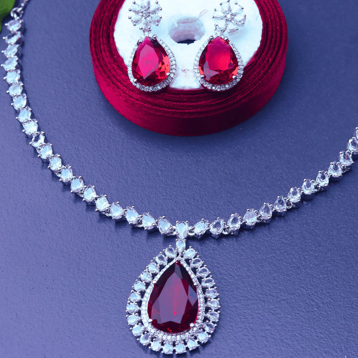 Simple AD Necklace With Red Pendant Style FS105R - freakysera