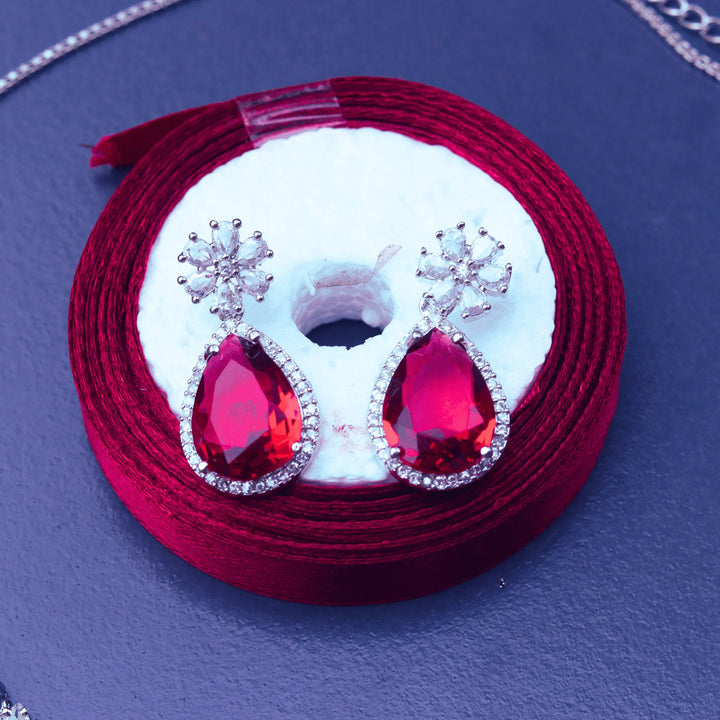 Simple AD Necklace With Red Pendant Style FS105R - freakysera