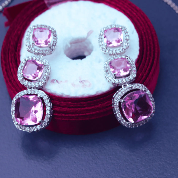 Simple American Diamond Pink Necklace FS104P - freakysera