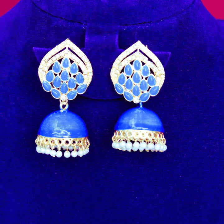 Small jhumka earrings in black, blue, yellow, red, pink, green FS321E - freakysera