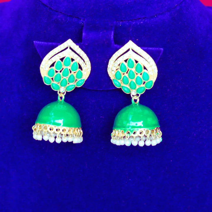 Small jhumka earrings in black, blue, yellow, red, pink, green FS321E - freakysera