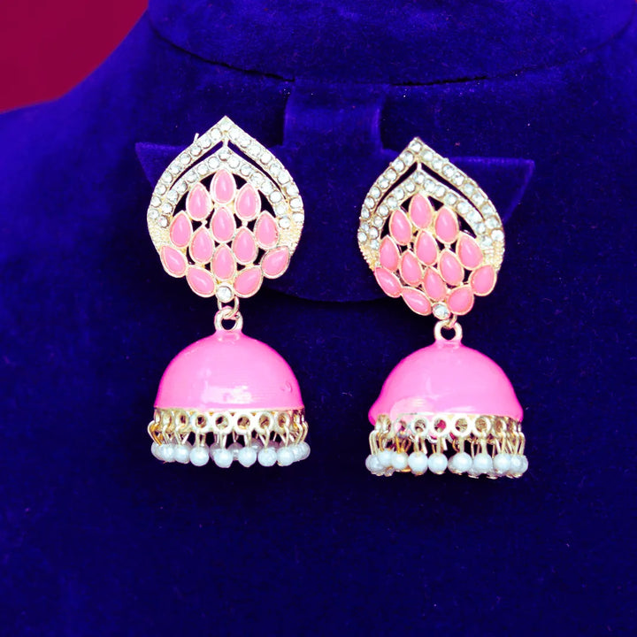 Small jhumka earrings in black, blue, yellow, red, pink, green FS321E - freakysera