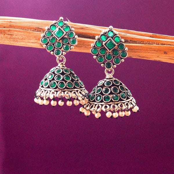 Stylish Oxidized German Silver Jhumka Earrings FS173 - freakysera