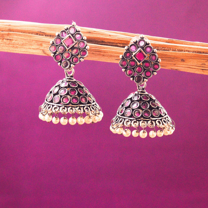 Stylish Oxidized German Silver Jhumka Earrings FS173 - freakysera