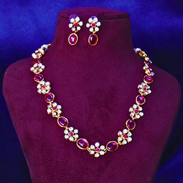 Stylish Ruby Red , Green & Multi Color Stone Necklace FS242N - freakysera