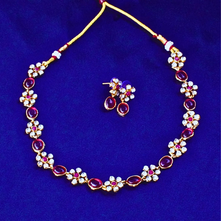 Stylish Ruby Red , Green & Multi Color Stone Necklace FS242N - freakysera