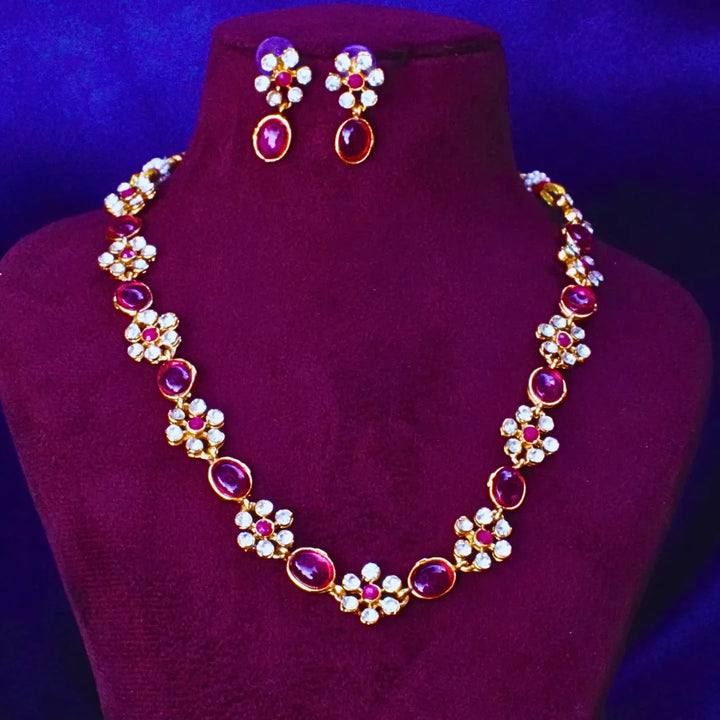 Stylish Ruby Red , Green & Multi Color Stone Necklace FS242N - freakysera