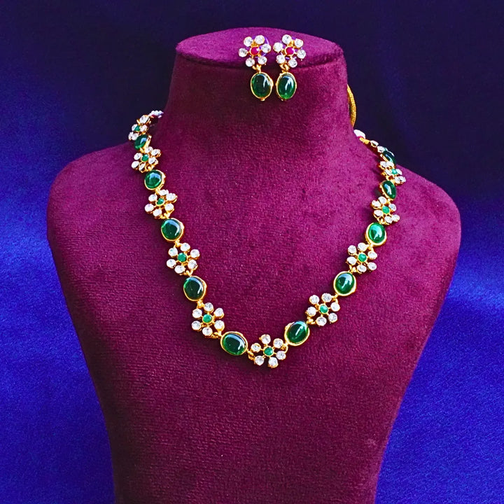 Stylish Ruby Red , Green & Multi Color Stone Necklace FS242N - freakysera
