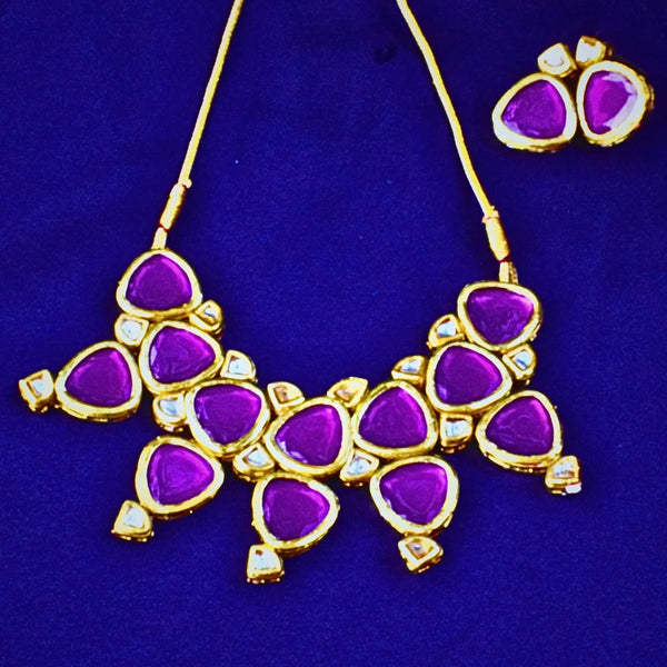 Violet Kundan Stone Necklace FS245N - freakysera