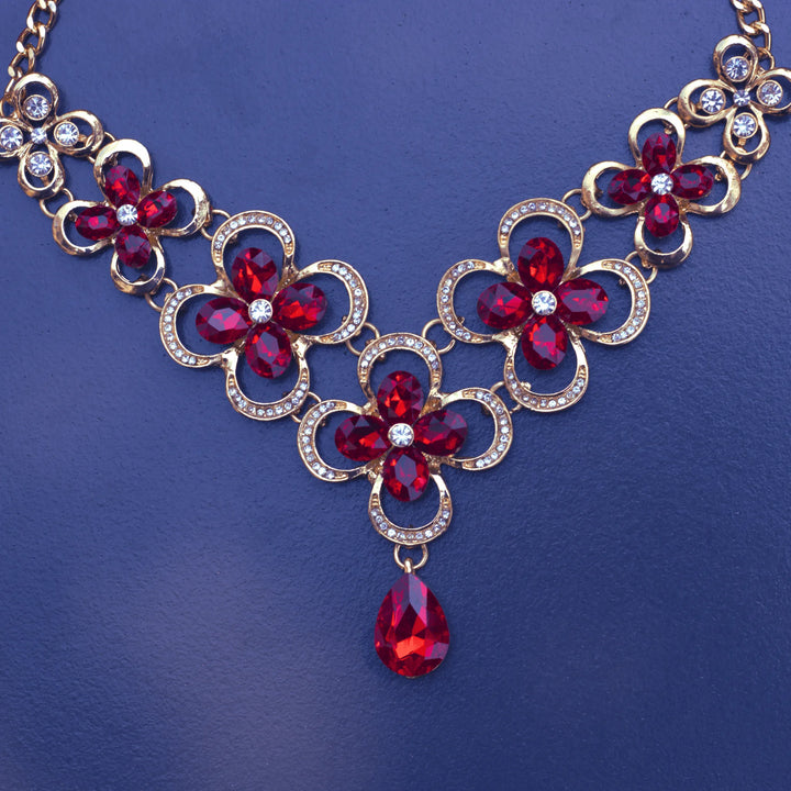 Western Necklace With Gold and Red Stones FS119 - freakysera