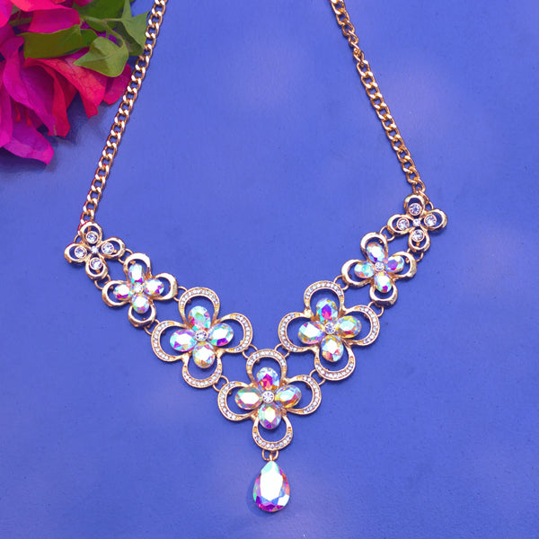 Western Style Necklace Golden Stones Flower Shaped FS121 - freakysera