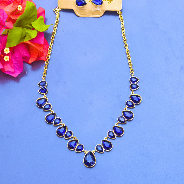 Western Style Simple Neck Piece with Dark Blue Stones FS118 - freakysera