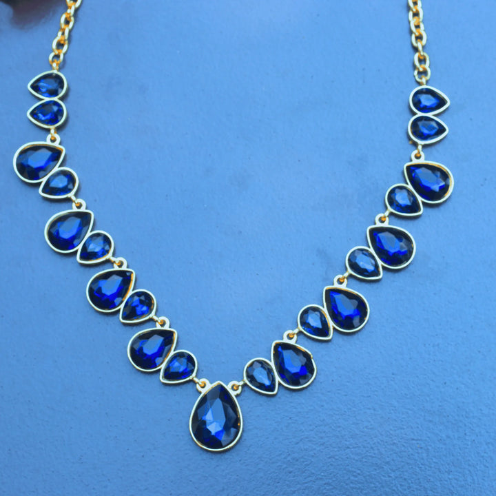 Western Style Simple Neck Piece with Dark Blue Stones FS118 - freakysera