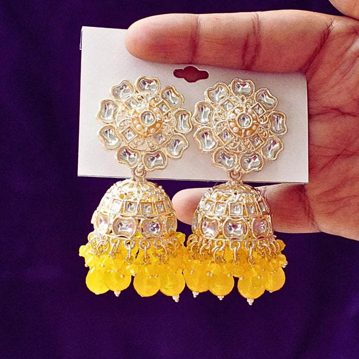 Yellow, Maroon, Peacock green, Blue,Light Green, multicolor, Pink, Red Jhumkas FS333E - freakysera