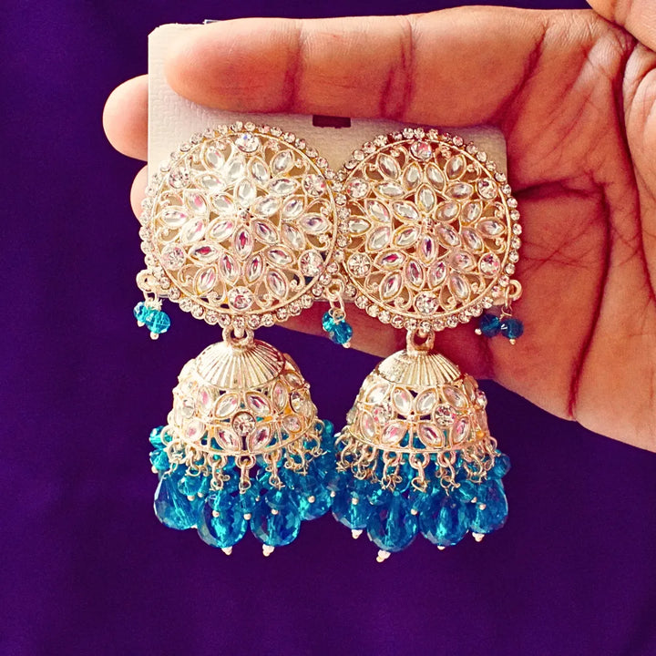 Yellow, Maroon, Peacock green, Blue,Light Green, multicolor, Pink, Red Jhumkas FS333E - freakysera